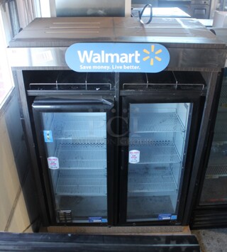 IDW G4-H0234B ENERGY STAR Metal Commercial 2 Door Reach In Cooler Merchandiser w/ Poly Coated Racks. 110-120 Volts, 1 Phase. Tested and Working!