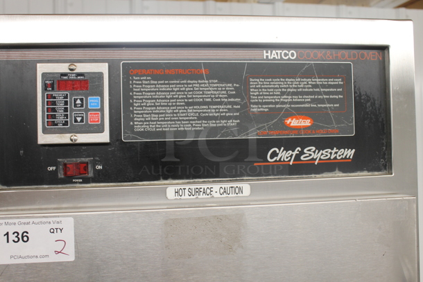 Hatco Commercial Stainless Steel Cook And Hold Double Oven With Pan Racks On Commercial Casters. 115 Volts, 1 Phase - Image 6 of 6