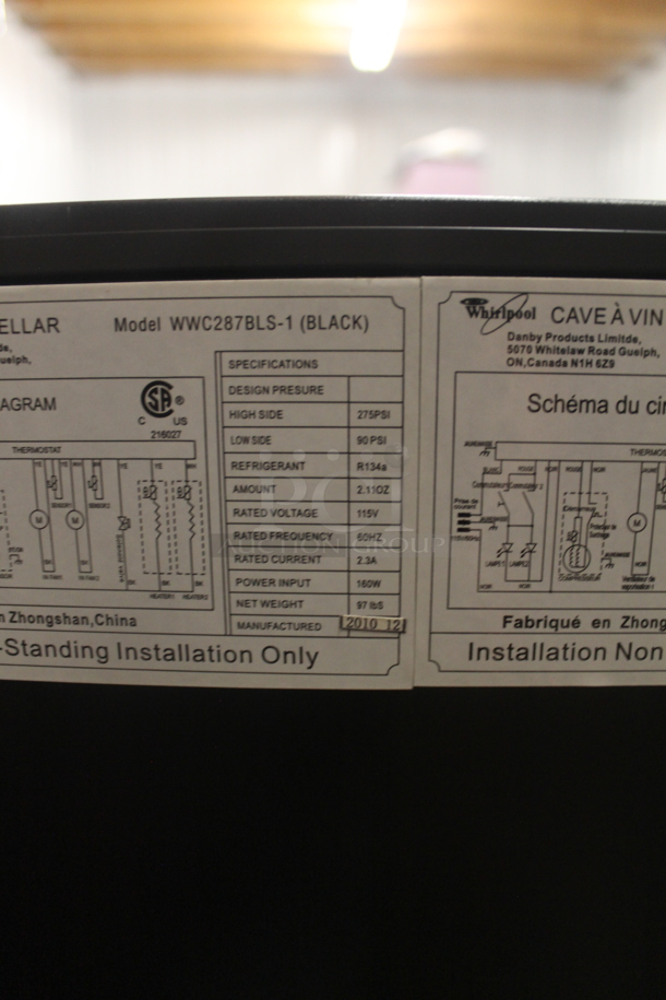 BRAND NEW SCRATCH AND DENT! Whirlpool WWC287BLS-1 38 Bottle Black Wine Cellar With Stainless Steel Trimmed Shelves. 115V. Tested And Working!  - Image 6 of 6