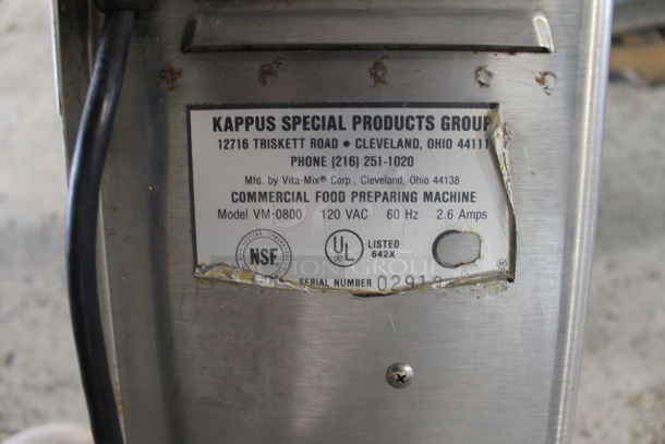 Vita-Mix VM-0800 Commercial Stainless Steel Electric Countertop Single Head Drink Mixer. 115 Volt. Tested and Working!
 - Image 4 of 4