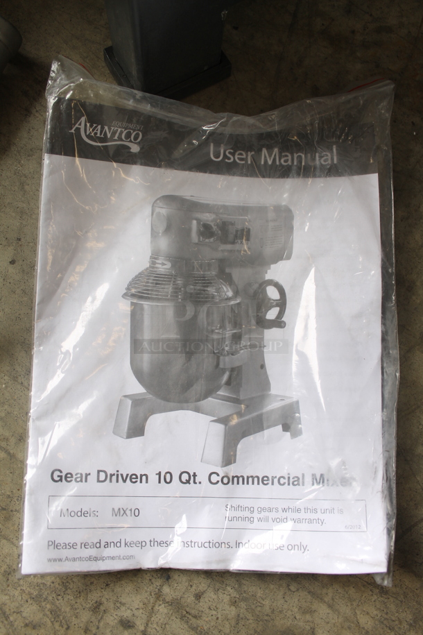 LIKE NEW! Avantco MX10 Metal Commercial Countertop 10 Quart Planetary Dough Mixer w/ Stainless Steel Bowl, Bowl Guard, Whisk and Dough Hook Attachments. 115 Volts, 1 Phase. Unit Has Only Been Used a Few Times! Tested and Working! - Image 2 of 11
