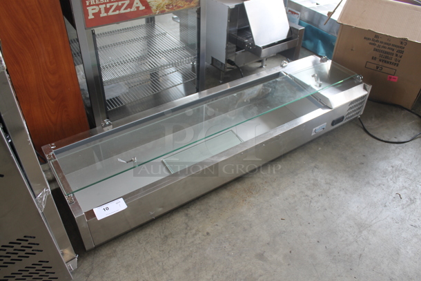BRAND NEW SCRATCH AND DENT! Avantco 360CPT60 Stainless Steel Commercial Countertop Refrigerated Rail w/ Glass Sneeze Guard Pieces. 115 Volts, 1 Phase. Tested and Working! - Image 2 of 7
