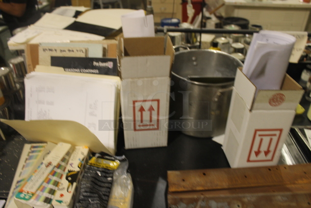 White Counter w/ Black Countertop, Doors, Drawers and Contents. BUYER MUST REMOVE. - Image 2 of 8