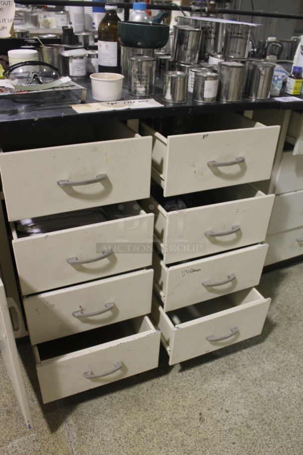 White Counter w/ Black Countertop, Doors, Drawers and Contents. BUYER MUST REMOVE. - Image 8 of 8