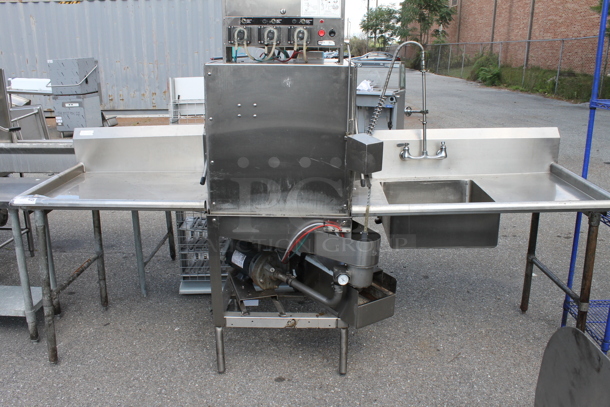 American Dish Service ADS AF-3D-S Stainless Steel Commercial Straight Pass Through Dishwasher w/ Left Side Clean Side Dishwasher Table and Right Side Dirty Side Dishwasher Table. 120 Volts, 1 Phase. - Image 1 of 11