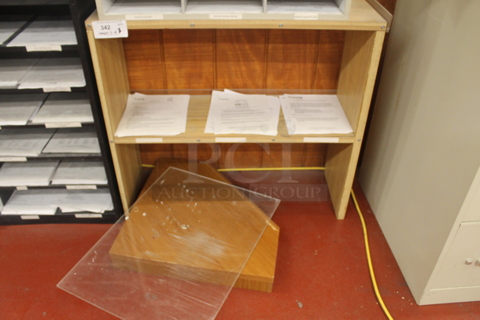 ALL ONE MONEY! Lot of Wood Pattern 2 Tier Shelf, Wood Piece and Clear Pane