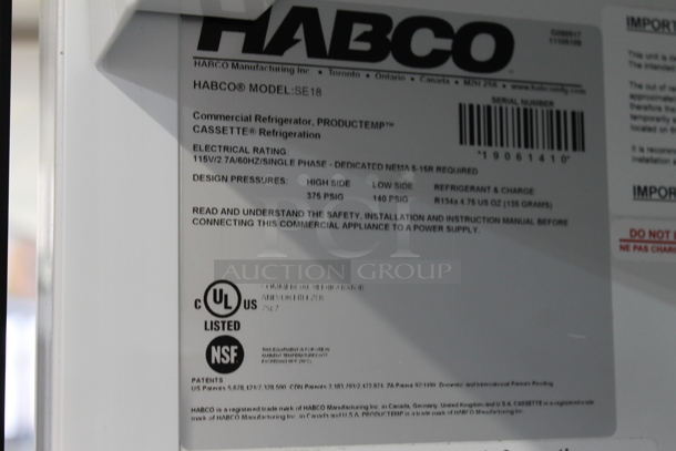 2019 Habco SE18 Metal Commercial Single Door Reach In Cooler Merchandiser w/ Poly Coated Racks. 115 Volts, 1 Phase. Tested and Working! - Image 3 of 3