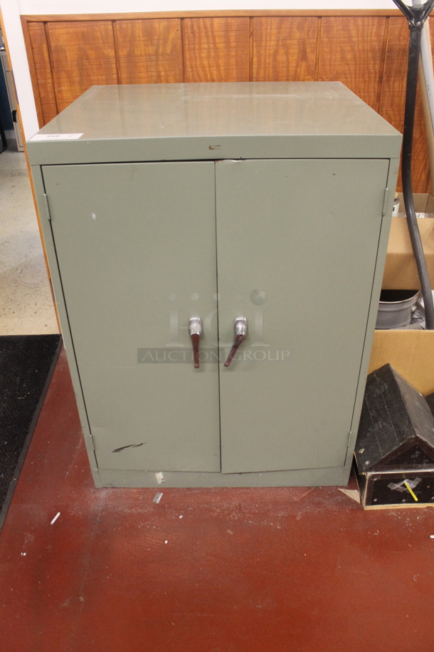 Green Metal 2 Door Cabinet w/ Contents. - Image 1 of 4