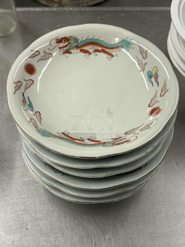 Antique! 1960’s Red Dragon Chinese Porcelain Bowls. 6x Your Bid - Image 1 of 3