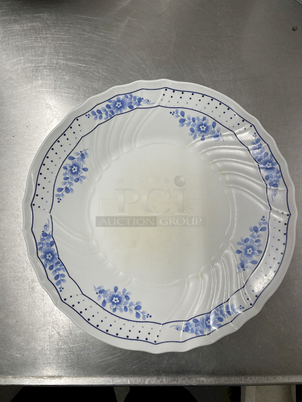 10-1/2" Textured Floral Print Plates. 3x Your Bid - Image 1 of 2