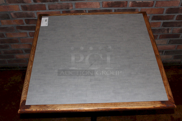 SOLID! High Quality Wood table Top With Cast Iron Base. 
34x34x29-1/2 - Image 4 of 4