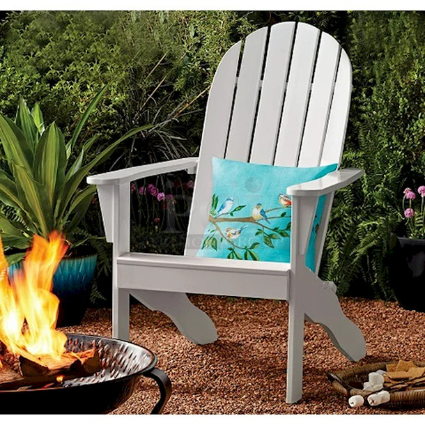LOUNGE!! Mainstays Wood Outdoor Adirondack Chair, White Color