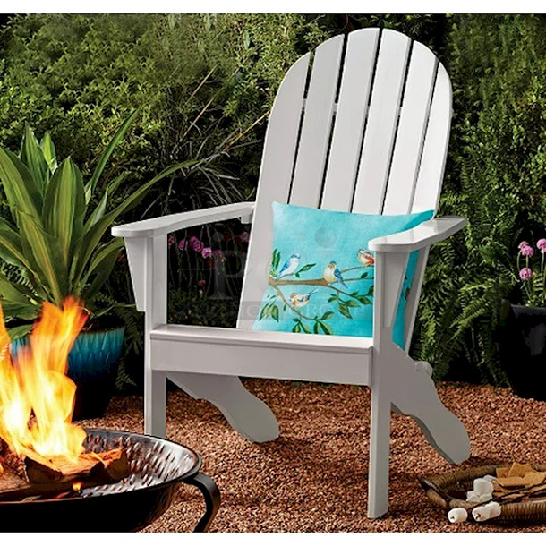 LOUNGE!! Mainstays Wood Outdoor Adirondack Chair, White Color - Image 1 of 9