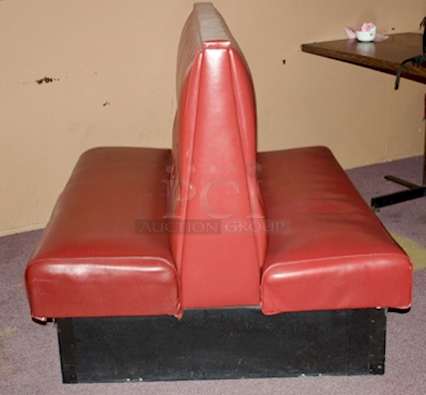 High Quality! Ruby Red Double Button Tufted Booth Seating, Fully Upholstered, Heavy Duty Hardwood Frame and Removable Seat- 46x46x42 - Image 5 of 5