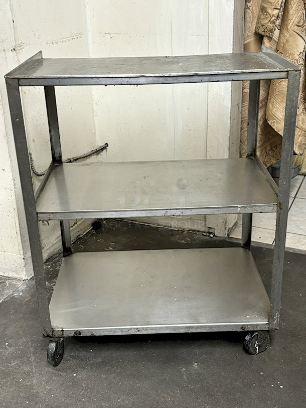 Equipment Stand With Double Under-Shelf Storage On Commercial Casters, Stainless Steel.  - Image 4 of 5