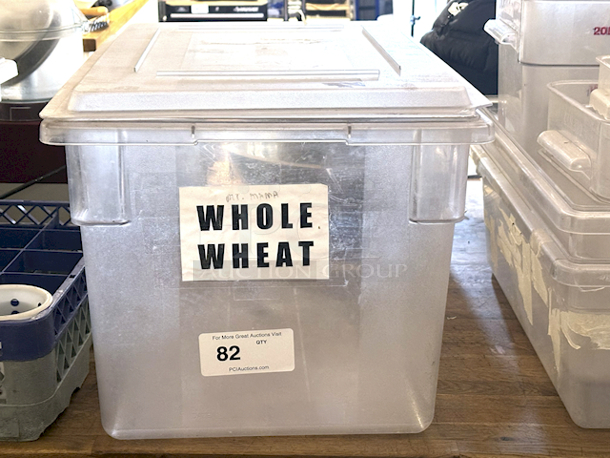 Sysco 18x26x15 21.5 Gallon Clear Ingredient Storage Bin With Lid - Image 1 of 6