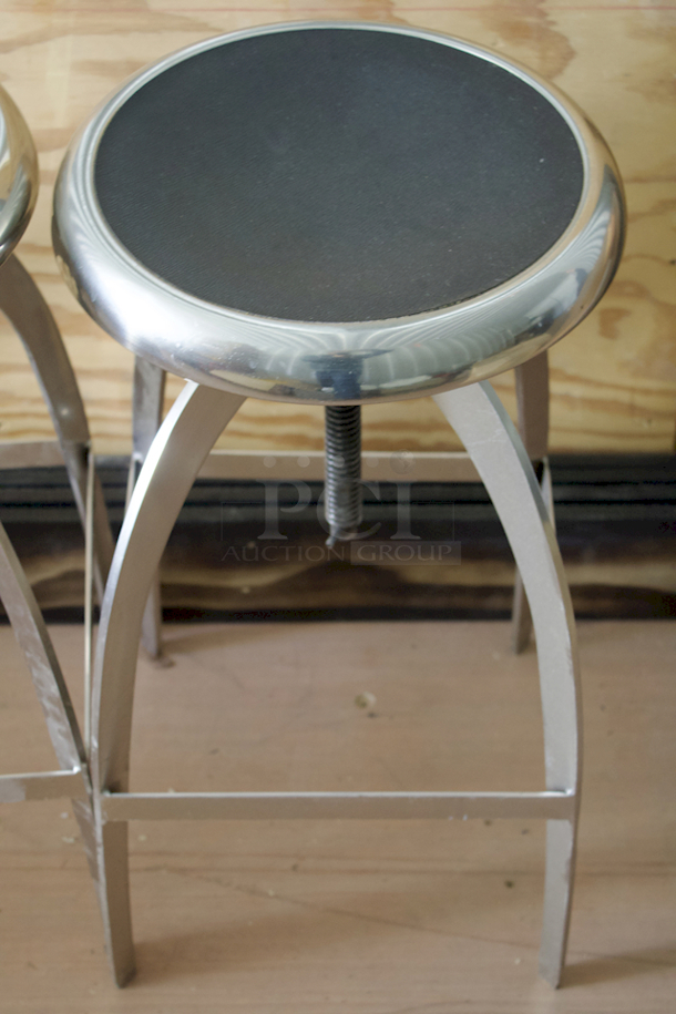 Colby Adjustable Bar Stool, Black Seat & Nickel Finish. 5x Your Bid - Image 2 of 4