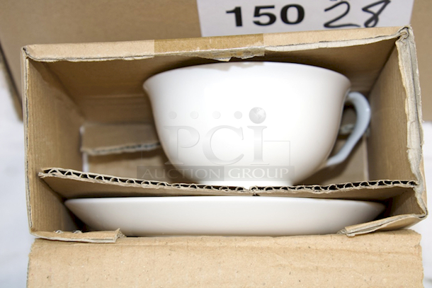 NEW/IN THE BOX (28) Old Amsterdam Porcelain Works #2724-TCup HELIOS Bone China Tea Cup and Saucer Sets. 28x Your Bid
 - Image 4 of 5