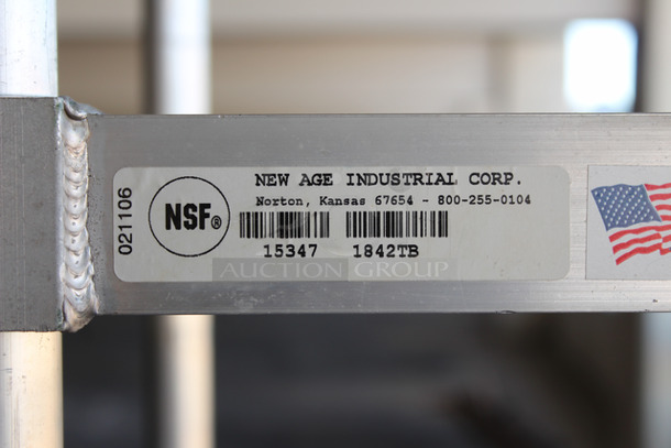 New Age 31842TT7 Keg Storage Rack. 42"W x 18"D x 76"H, (4) 1/2 barrel keg capacity or (12) 1/6 barrel keg capacity, (3) shelves, "T"-Bar shelves, aluminum construction, Made in USA - Image 3 of 3