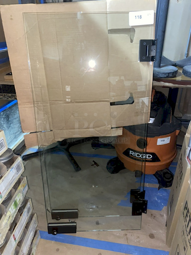 (2) 3/8" Thick Glass Doors With Hinges and Hardware For Mounting. 21-3/8x3/8x45 2x Your Bid - Image 1 of 5