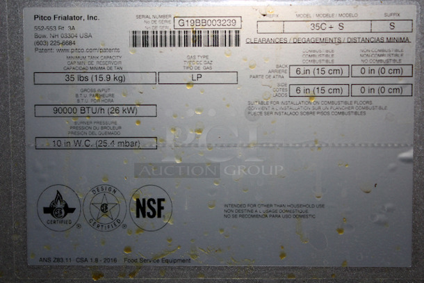 OUTSTANDING!! Pitco 35C+S 40lbs Economy Tube Fired Gas Fryer, Propane. 
 - Image 6 of 9