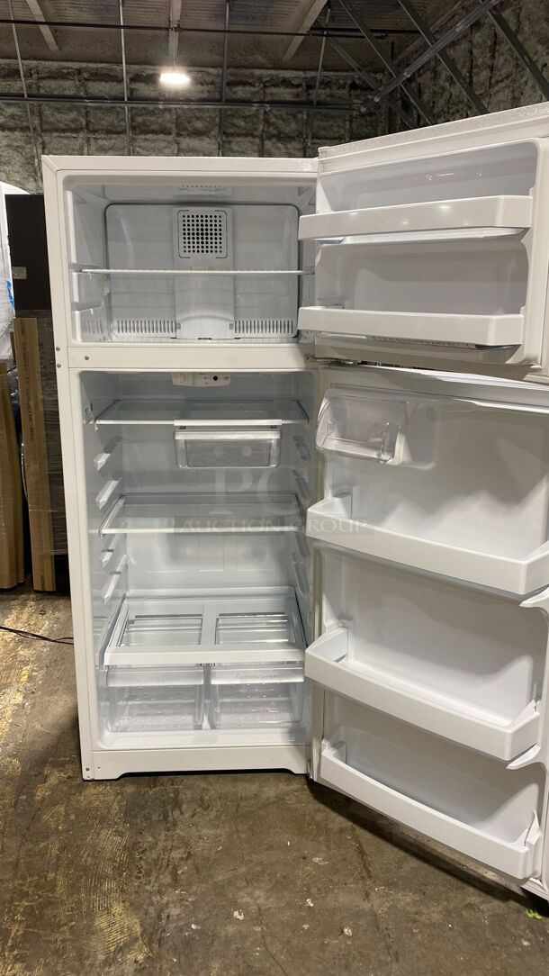 Brand New GE 28 Inch Top Freezer Refrigerator with 17.5 Cu. Ft. Capacity, Reversible Hinges, Gallon Door Shelves, Adjustable Glass Shelves, Never Clean Condenser, Sabbath Mode, and EnergyStar Certified: White
 - Image 2 of 6