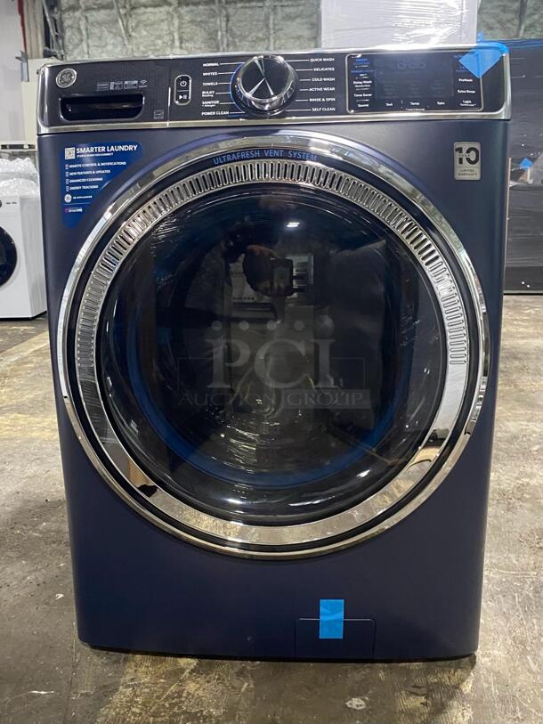 Brand New 28 Inch Front Load Smart Washer with 5.0 cu. ft. Capacity, SmartDispense™ Technology, OdorBlock™, Microban® Technology, Dynamic Balancing Technology™, 12 Wash Cycles, Steam Cycle, Sanitize + Allergen, Quick Wash, ADA Compliant, and ENERGY STAR®: Royal Sapphire