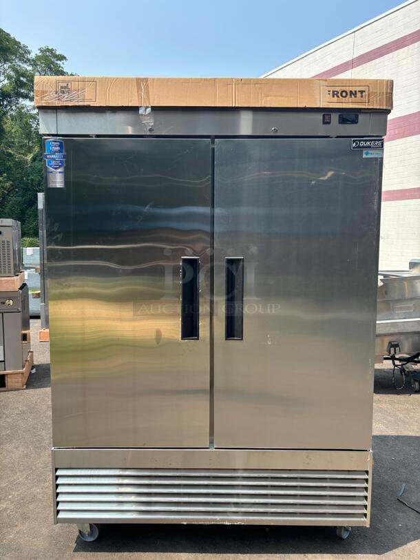 Brand New Scratch & Dent Dukers D55R 55" 2-Door Commercial Reach-In Refrigerator in Stainless Steel
 - Image 1 of 5