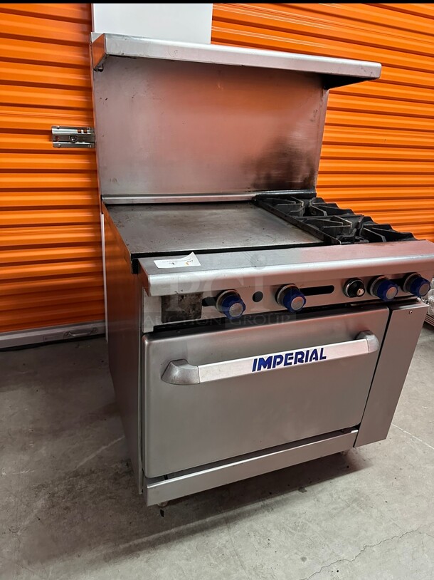 Refurbished Imperial 2 Burner With 24 inch Flat Griddle Gas Operated Working! 
