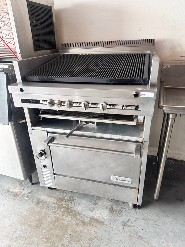 US Range 36 inch Gas Char-Broiler With Standard Oven NSF - Image 7 of 8