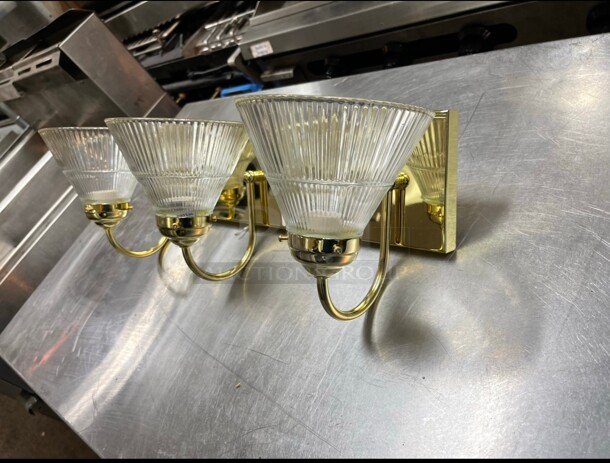 New In Box D.M. Technologies Gold Madeleine 3 Light Light Sconces - Image 5 of 7