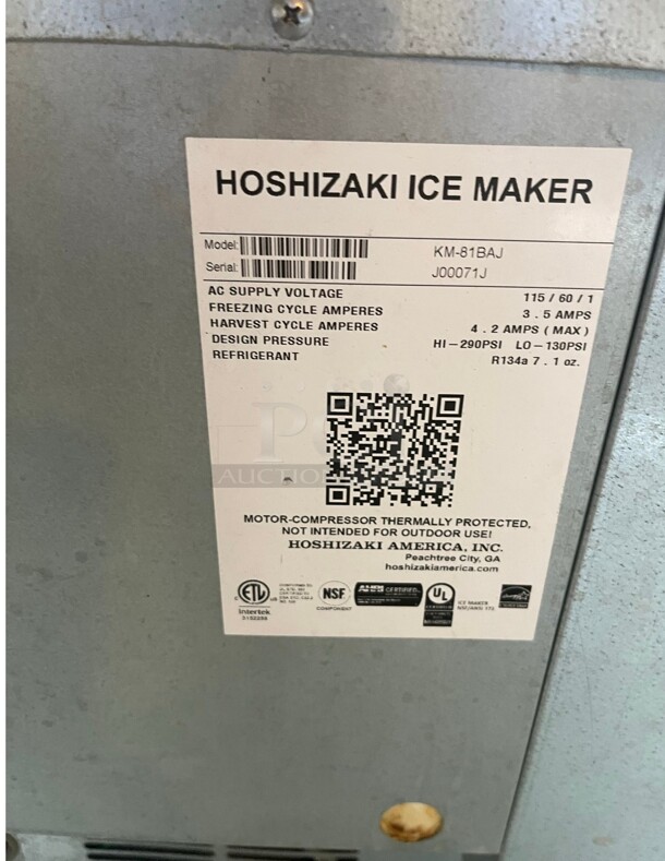 Excellent Condition Hoshizaki KM-81BAJ Crescent Cube Undercounter Ice Machine 115 Volt  - Image 8 of 8