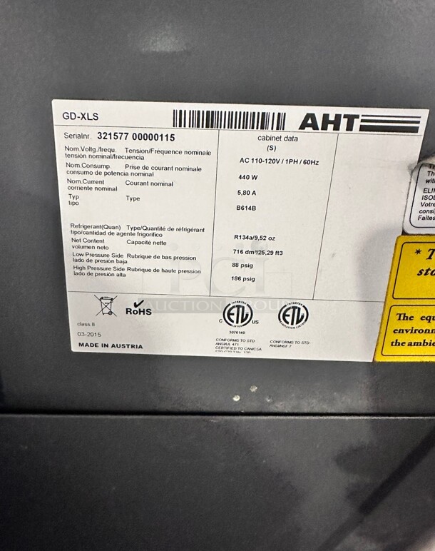 Clean AHT GD XLS Two Glass Swing  Door Merchandiser 115 Volt  - Image 7 of 8