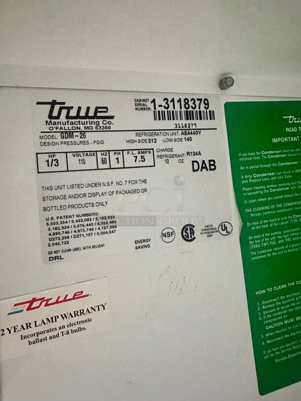 True GDM-26 30"  One Section Glass Door Merchandiser Black, 115v Tested and Working - Image 8 of 8