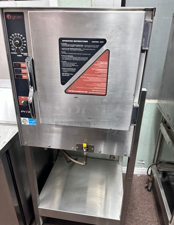 Late Model Groen Intek XSG 5 Pan Gas Boilerless Convection Steamer Working  - Image 8 of 9