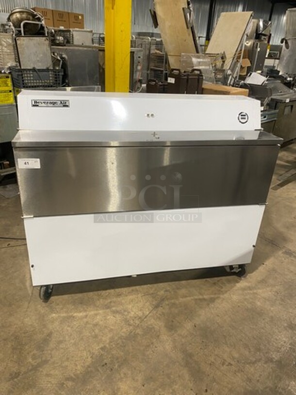 GREAT! NEW! SCRATCH-N-DENT! Beverage Air Commercial Refrigerated Milk Cooler! With Dual Side Access Doors! Stainless Steel Body! On Casters! Model: STF58 SN: 7203648 115V 60HZ 1 Phase - Image 1 of 8