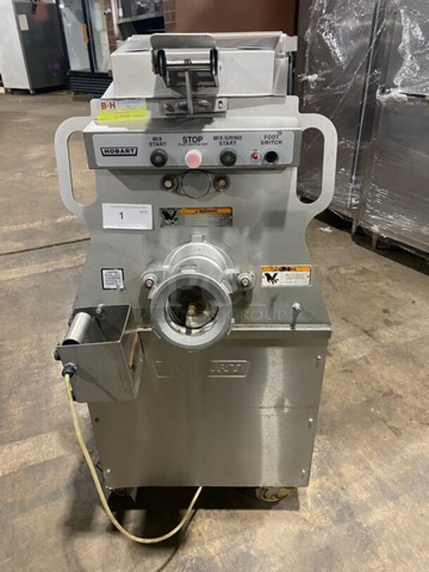 AMAZING! Hobart Commercial Floor Style Heavy Duty Meat Grinder/ Meat Mixer! With 200 LB Capacity! With Foot Pedal Control! Solid Stainless Steel! On Casters! WORKING WHEN REMOVED! Model: MG2032 SN:311433265 480V 60HZ 3 Phase - Image 1 of 10