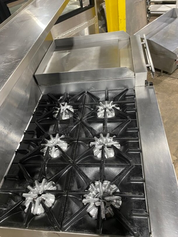WOW! Garland Stainless Steel Commercial Natural Gas Powered! 6 Burner Range With Right Side Flat Top Griddle, 2 Ovens, Back Splash! On Casters! Working When Removed! MODEL GFE606R24RR SM:GFE606R24RR0009 - Image 9 of 9