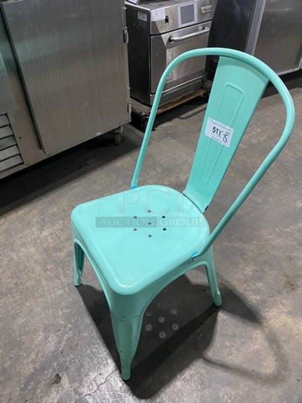 LIKE NEW! Light Blue Coated Tolix Style Metal Chairs! 8x Your Bid! - Image 3 of 6
