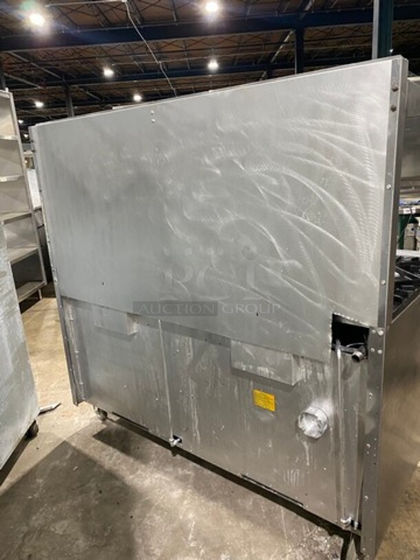 Vulcan Commerical Natural Gas Powered 10 Burner Stove! With Raised Back Splash And Salamander Shelf! With 2 Oven Underneath! All Stainless Steel! On Casters! - Image 3 of 10