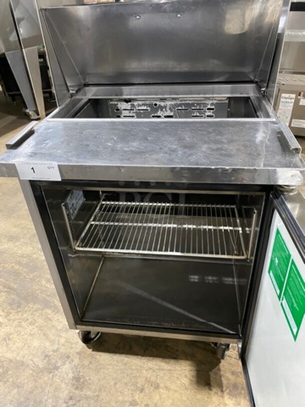 Turbo Air Refrigerated Salad Bar Island! With Double Over Head Shelf Storage! Single Door Storage Space Underneath! All Stainless Steel! On Casters! Model: MST28 115V - Image 5 of 10