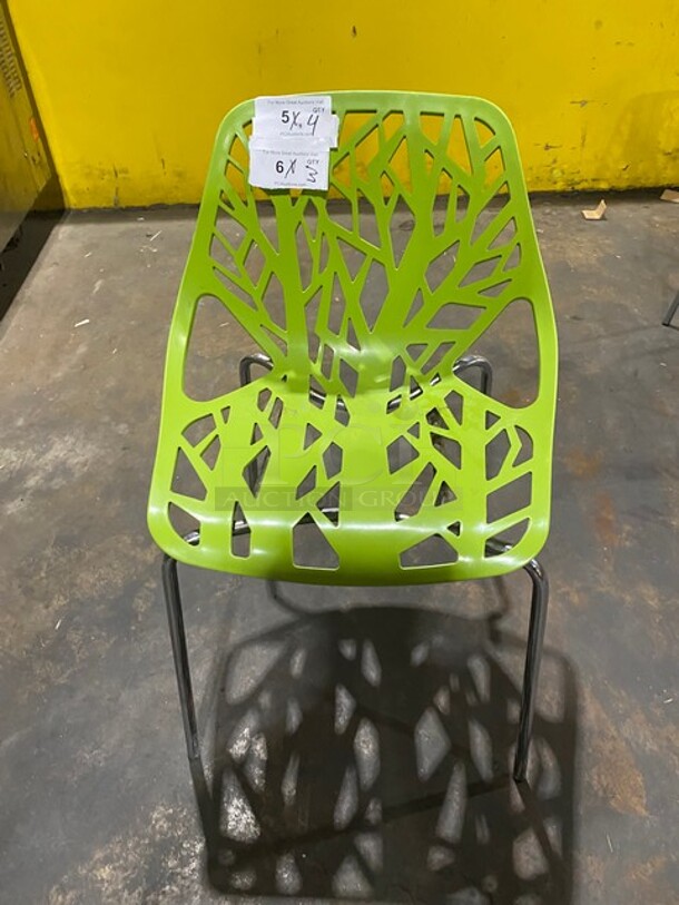 UNIQUE! Green Poly Decorative Chair! With Metal Base! 4x Your Bid!