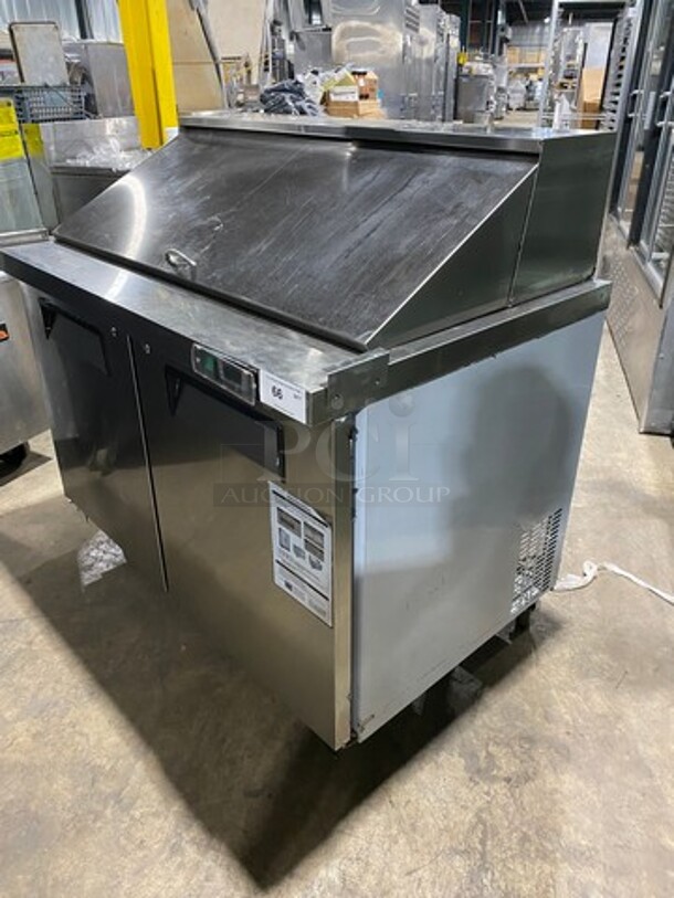 LATE MODEL! 2019 Commercial Refrigerated Sandwich Prep Table! With 2 Door Underneath Storage Space! Poly Coated Racks! All Stainless Steel! On Casters! Model: 48SPM 115V SN: 1119NARE0441 115V - Image 2 of 10
