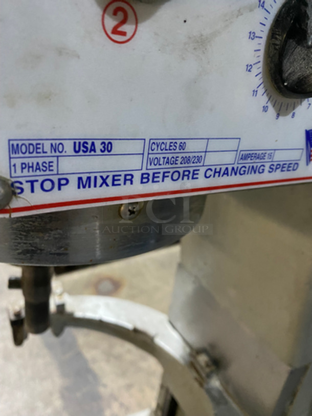 Attias Commercial 30Qt Planetary Mixer! All Stainless Steel! Model: USA30 208/230V 60HZ 1 Phase - Image 8 of 9
