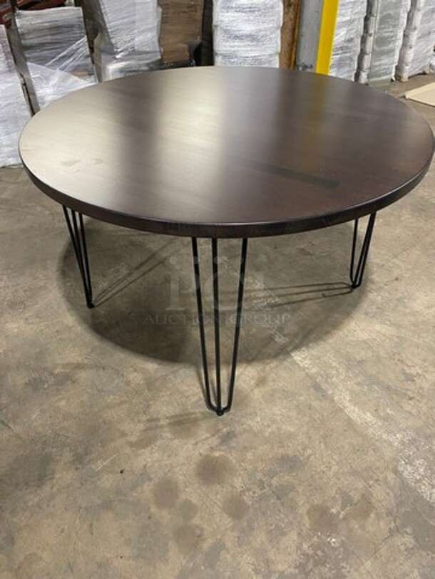 Brand New! Red Oak 48 Inch Round 1.5" Thick BUTCHER BLOCK Style Walnut Finish Dining Table! On Heavy Duty Metal Legs!  - Image 1 of 9