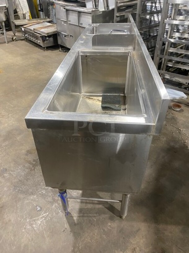 Commercial Undercounter Ice Bin/ Bartender Cocktail Station! With Built In Hand Sink! With Faucet And Handles! Sink Has Side Splashes! With Back Splash! All Stainless Steel! On Legs! - Image 3 of 9