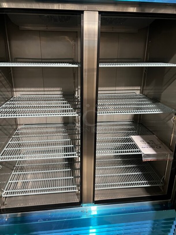 NICE! NEW! SCRATCH-N-DENT! Dukers Commercial 2 Door Reach In Freezer! Poly Coated Racks! All Stainless Steel! POWERS ON, DOES NOT GO DOWN TO TEMPETURE! Model: D55F SN: 1098000DUK210722210800791 115V - Image 3 of 5