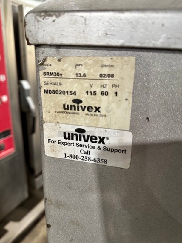 NICE! Univex Commercial 30 Quart Planetary Mixer! With Mixing Bowl And Guard! With Paddle Attachment! WORKING WHEN REMOVED! Model: SRM30 SN: M08020154 115V 60HZ 1 Phase - Image 6 of 10