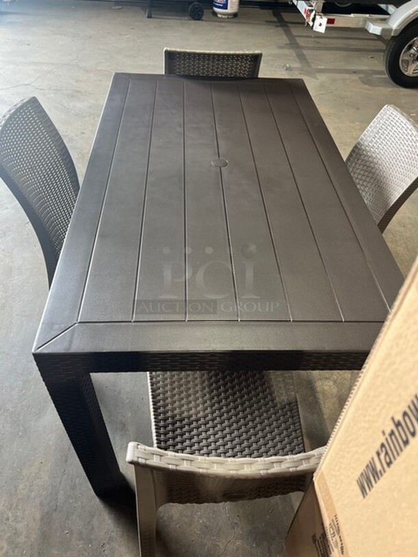 Brand New! Rainbow Arizona Heavy Duty Poly Outdoor Wicker Style Dining Table! With Four Heavy Duty Poly Wicker Style Starlux Dining Chairs! ALL ONE MONEY! - Image 7 of 7