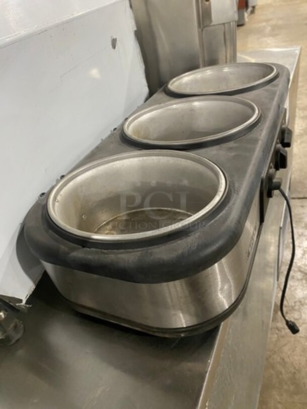 Bella Countertop 3 Compartment Slow Cooker! Stainless Steel Body! Model: YDE1121 120V - Image 3 of 7